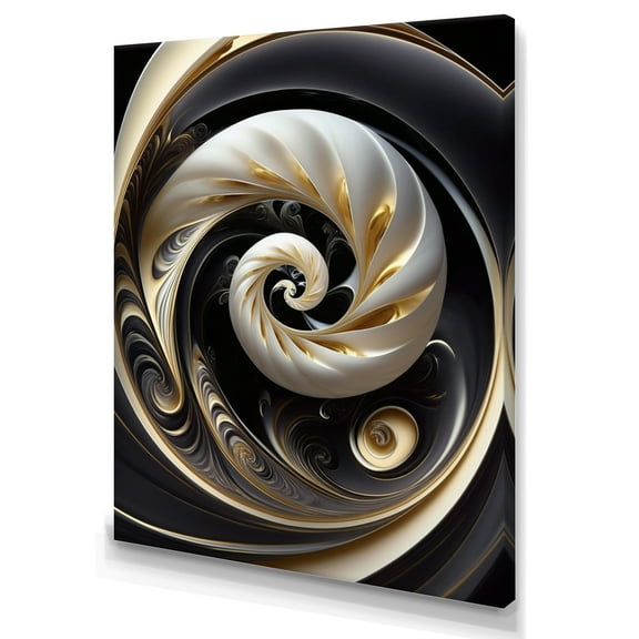 Designart Gold Black And White Stained Glass V Canvas Wall Art