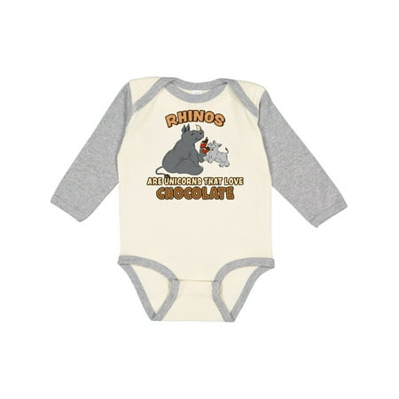 

Inktastic Rhinos are Just Unicorns that Love Chocolate Gift Baby Boy or Baby Girl Long Sleeve Bodysuit