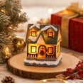 thumbnail image 5 of Light‑Up Resin Christmas Village House Figurine, LED Illuminated Winter Cottage Statue For Christmas Tabletop Home Decor, 5 of 7