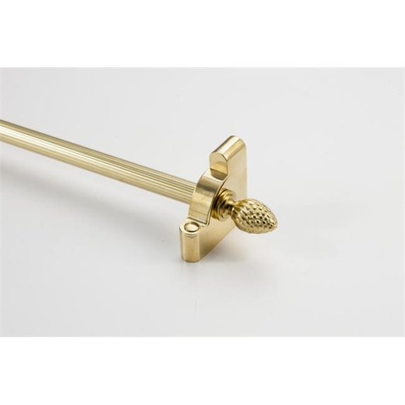 Zoroufy 01511-03513 36 in. Heritage Solid Stair Rod Set Extended Brackets Pineapple Finial in Polished Brass