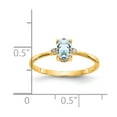thumbnail image 3 of 14K Yellow Gold Ring Band Birthstone (03) March Aquamarine Oval Blue Diamond Round White, 3 of 5
