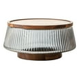 thumbnail image 1 of Naiovety Bandeja grande de madera de acacia para frutas y vidrio. Ensaladera de vidrio con base de madera para aperitivos y frutas. Cocina y Comedor tipo+5, 1 of 6