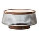 thumbnail image 1 of Naiovety Bandeja grande de madera de acacia para frutas y vidrio. Ensaladera de vidrio con base de madera para aperitivos y frutas. Cocina y Comedor tipo+5, 1 of 6