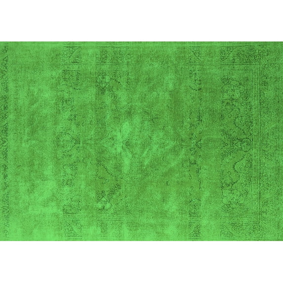 Ahgly Company Indoor Rectangle Oriental Green Industrial Area Rugs, 7' x 9'