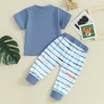 thumbnail image 3 of Bagilaanoe 3pcs Toddler Baby Boys Pants Set Short Sleeve T-Shirts Tops + Leggings 3M 6M 12M 18M 24M 3T Kids Casual Clothes, 3 of 8