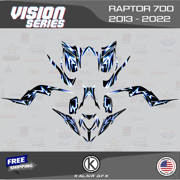 Kalair GFX Graphics Kit for Yamaha ATV RAPTOR 700 (2013-2022) Vision Series