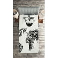 thumbnail image 2 of Ambesonne Black White Quilted Coverlet 2 Pcs, Octopus World Map, Twin Size, Black White, 2 of 2