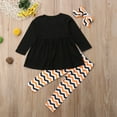 thumbnail image 3 of Toddler Baby Girl Halloween Outfit Tops Dress Pants Long Sleeve Ruffle Shirts Ghost Legging 2Pcs Fall Clothes Sets, 3 of 7