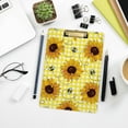 thumbnail image 7 of FMSHPON Bees Sunflowers Yellow Buffalo Plaid Clipboard Hardboard Wood Nursing Clip Board and Pull for Standard A4 Letter 13x9 inches, 7 of 7