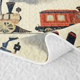 thumbnail image 5 of Castle Fairy Vintage Classic Antique Steam Train Twin Quilt Set for Boys,Retro Locomotive Twin Coverlet Set,Navy Red, 5 of 7