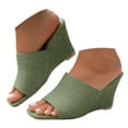 thumbnail image 3 of Mostsola Womens Sandals Summer Slip on Slippers Squared Open Toe High Heels Wedge Sandals Pumps, 3 of 8