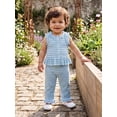 thumbnail image 5 of Loicainy Baby Toddler Girl 2PCS Summer Clothes Set 6 12 18 24 Months 2T 3T 4T Sleeveless Ruffle Trim Tank Tops Trousers Striped Outfits, 5 of 9