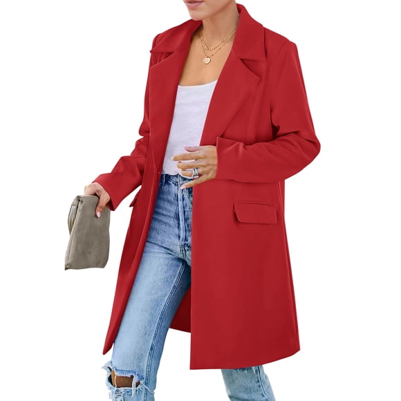 Blazer PRETTYGARDEN Otoño 2025 Rojo Talle XXL con Hombreras Acolchonadas