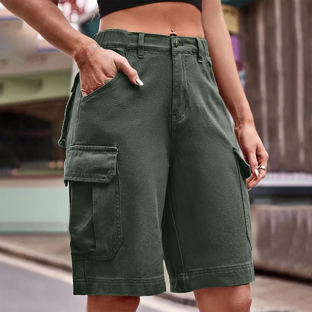 WILLBEST Pantalones Cortos Casuales de Verano para Mujer, de Cintura Media, de Mezclilla, Ropa de Trabajo, Pantalones Cortos de Moda Chica