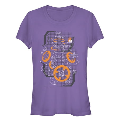 Junior's Star Wars The Last Jedi BB-8 Deconstructed View Graphic Tee Purple Small