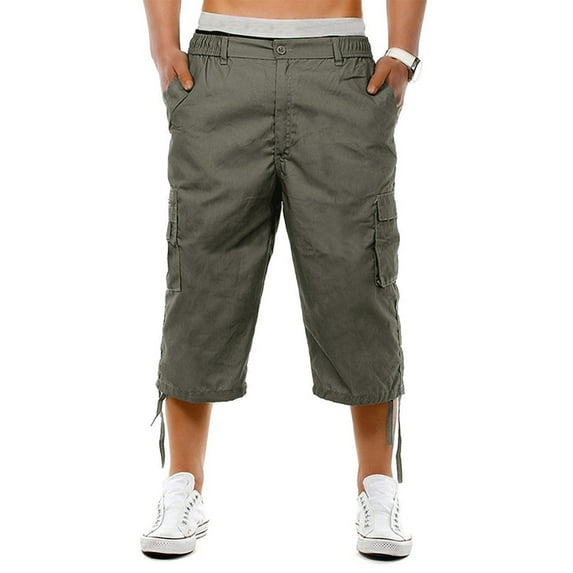 Coduop Mens Cargo Shorts Solid Color Relaxed Fit Shorts Outdoor Multi-Pocket Work Casual Shorts