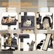 68 Inches Multi-Level Big Cat Tree, Tall Multi-Cats Tower with 2 Big Cat Condo &Cat Hair Brush, Large Cat Tree with 3 Padded Plush Perches & Scratching Posts