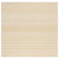 SAFAVIEH Courtyard Altan Geometric Indoor/Outdoor Area Rug, Beige/Gold, 6'7" x 6'7" Square