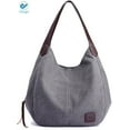 thumbnail image 2 of Deago Fashion Women's Multi-Pocket Cotton Canvas Handbags Shoulder Bags Totes Purses Satchel Travel Bag (Gray), 2 of 7