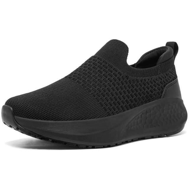 SHULOOK Non Slip Work Shoes for Women Slip Resistant Sneakers Mesh Slip On Food Service Shoes Chef Kitchen Restaurant Lightweight Comfortable Sock Shoes B