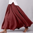 thumbnail image 2 of Wxolcjlv Womens Solid Ruffle Hem Maxi Skirt Elastic Waist Bohemian Long Skirts, 2 of 7