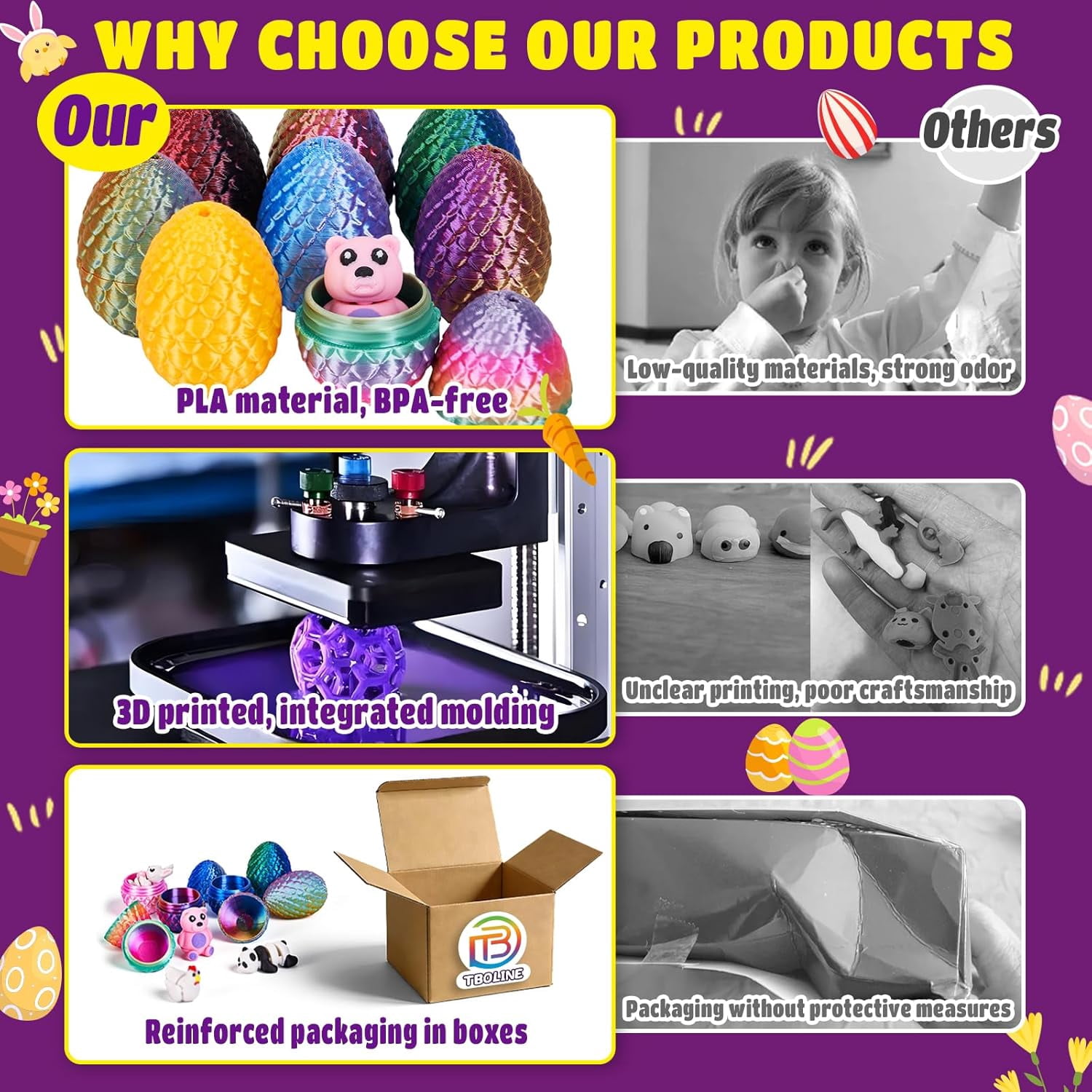 3D Printed Mini Animal Toys, Pre-Filled Easter Eggs Bulk Set, Easter Basket Stuffers And Egg Hunt Supplies, Birthday Party Favors For Kids, Assorted Colors