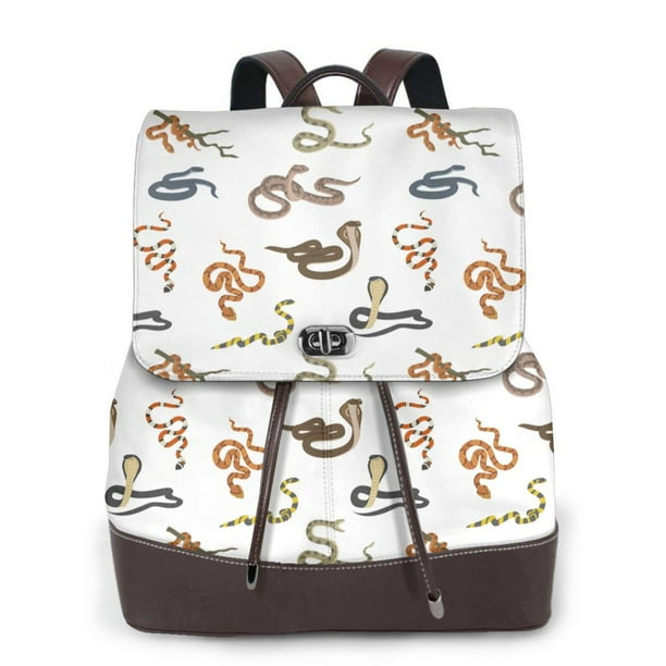 Disketp Snake Mochila de Cuero para Mujer, Bolso de Espalda Antirrobo con Estilo para Viaje, Trabajo y Uso Diario