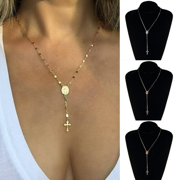 SmartBy Chic Women Cross Goddess Image Pendant Praying Necklace Religious Party Jewelry