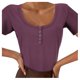 thumbnail image 1 of Gibobby Blusas Holgada Camisas con botones Camiseta ajustada para mujer Sexy Slim Cut Tops Low Tight Tee Camisetas para mujer（Morado， XXL), 1 of 4