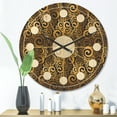 thumbnail image 2 of Designart 'Black and Gold Swirl I' Mid-Century Modern Wood Wall Clock, 2 of 5