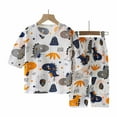 thumbnail image 4 of Ynynloco Toddler Boys Girls Cotton Pajama Set 3/4 Sleeve Button Sleepwear Cute Print Tops and Pant 2 Piece Outfits Soft Cozy Casual Loungewear Set, 4 of 7