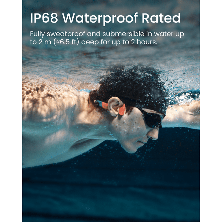 SHOKZ OpenSwim Pro Red - IP68 Waterproof Bluetooth & MP3