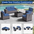 thumbnail image 3 of ASJMR 6 Pieces Patio Outdoor Furniture Set All-Weather Rattan Wicker Conversation Outside Sectional Sofa Chair Set with Cushions & Coffee Table,Navy, 3 of 10