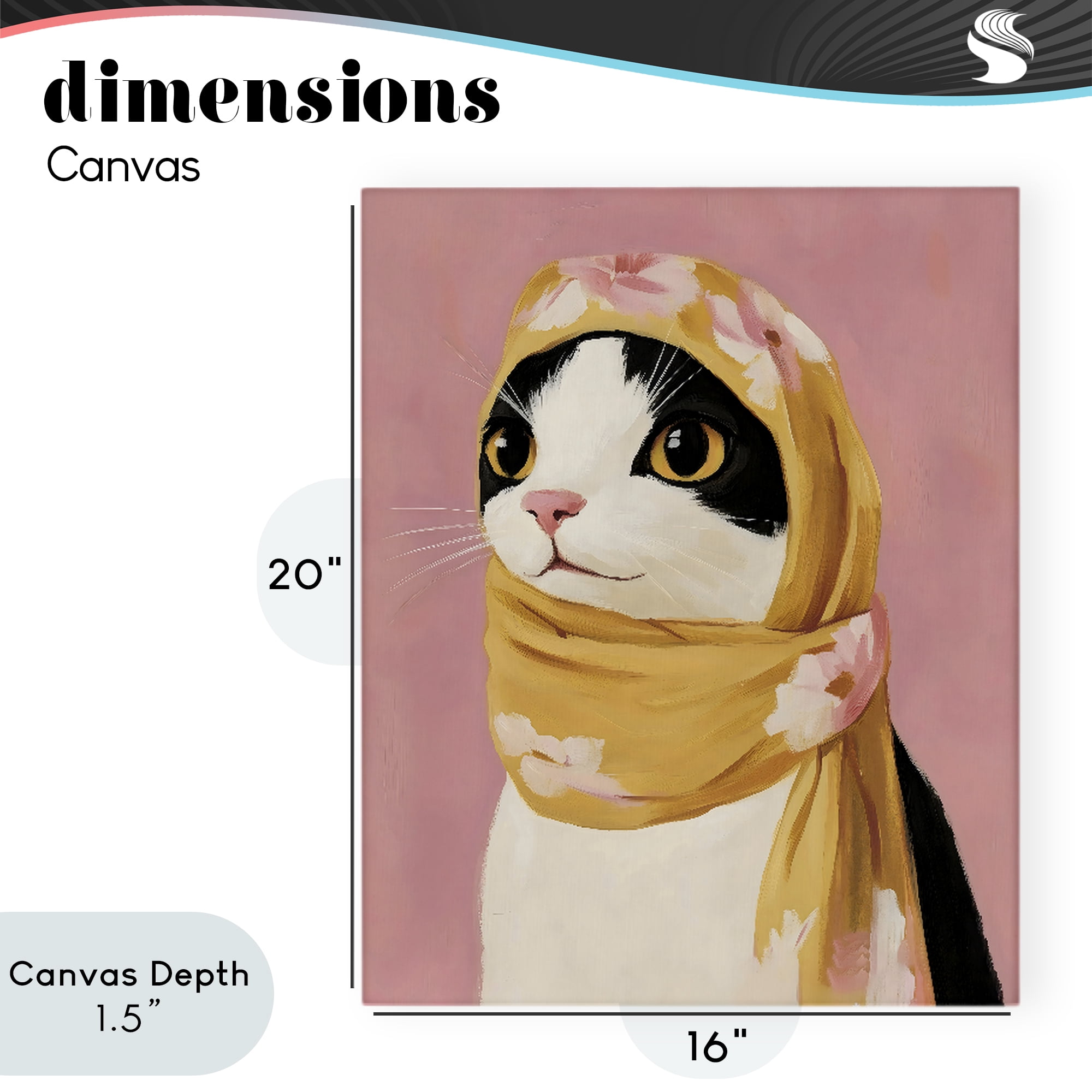 Stupell Industries Cat Babushka in Yellow Scarf Canvas Wall Art, design by The Prints Vibe