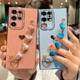 thumbnail image 5 of Compatible with Samsung Galaxy S23 Ultra 5g 6.8" Case Luxury Heart Bracelet Strap Plating Cute Love Hearts Cover with Hearts Hand Chain for Women Camera Protection Shockproof Bumper (Blue), 5 of 9