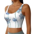 thumbnail image 2 of Bixox Women's Pale Blue Lotus Flowers Pattern Fitness Navel Tank Top U-Back Yoga Tank Top Sweatshirt Sports Bra, 2 of 7