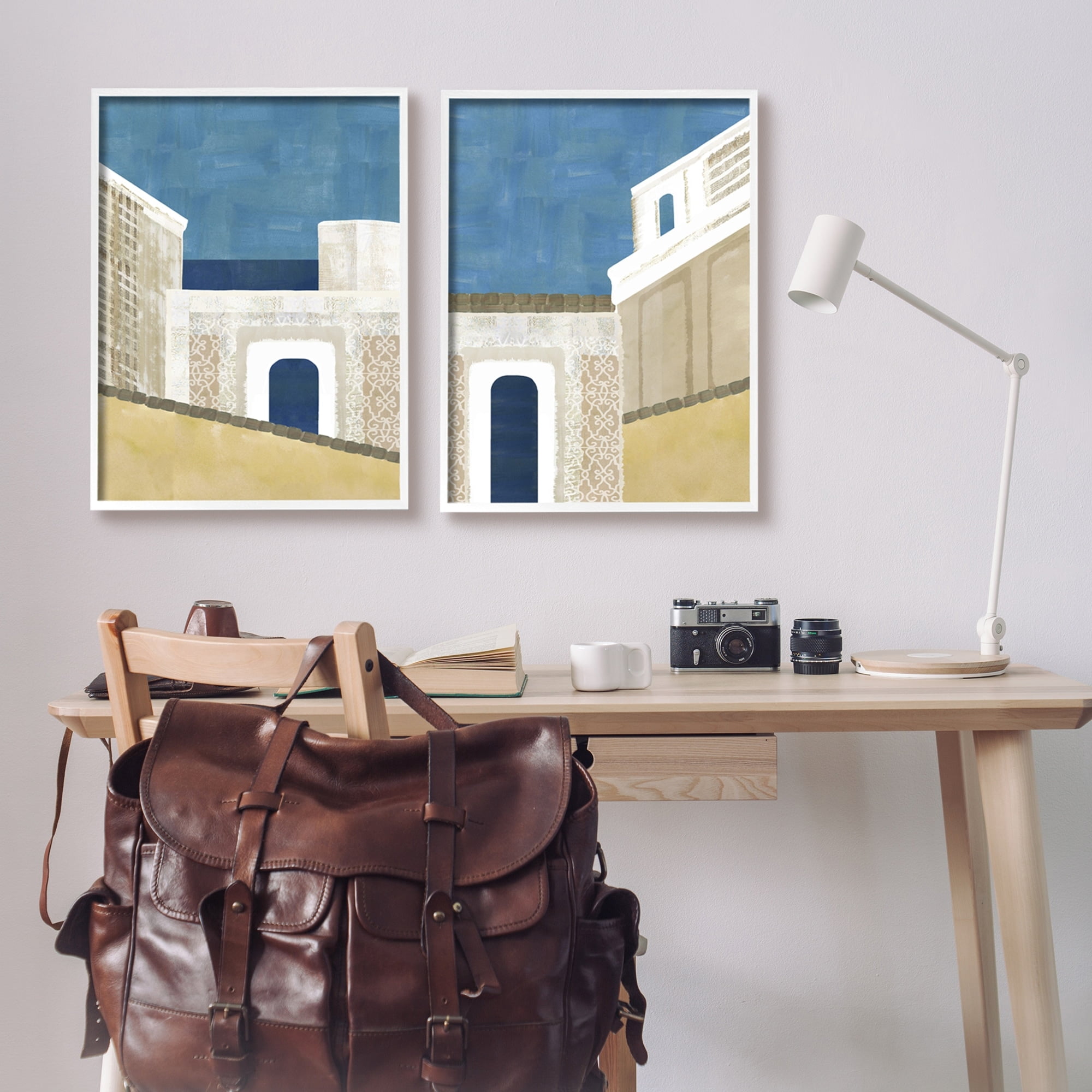 Stupell Industries Blocked Architecture Classic Tiled Building Doorway Framed Wall Art, 24 x 30, Design by Flora Kouta