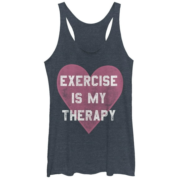 Women's CHIN UP Exercise is My Therapy  Racerback Tank Top Navy Blue Heather Small