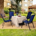 thumbnail image 2 of Costway 2PCS Patio Dining Chairs Stackable Armrest Space Saving Garden, Black & Navy, 2 of 9