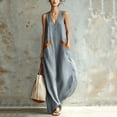 thumbnail image 3 of YuXingFu Womens Cotton Summer Dresses Casual Maxi V-Neck Plus Size Womens Dress Sleeveless with Pocket Long Casual Summer White XL, 3 of 9