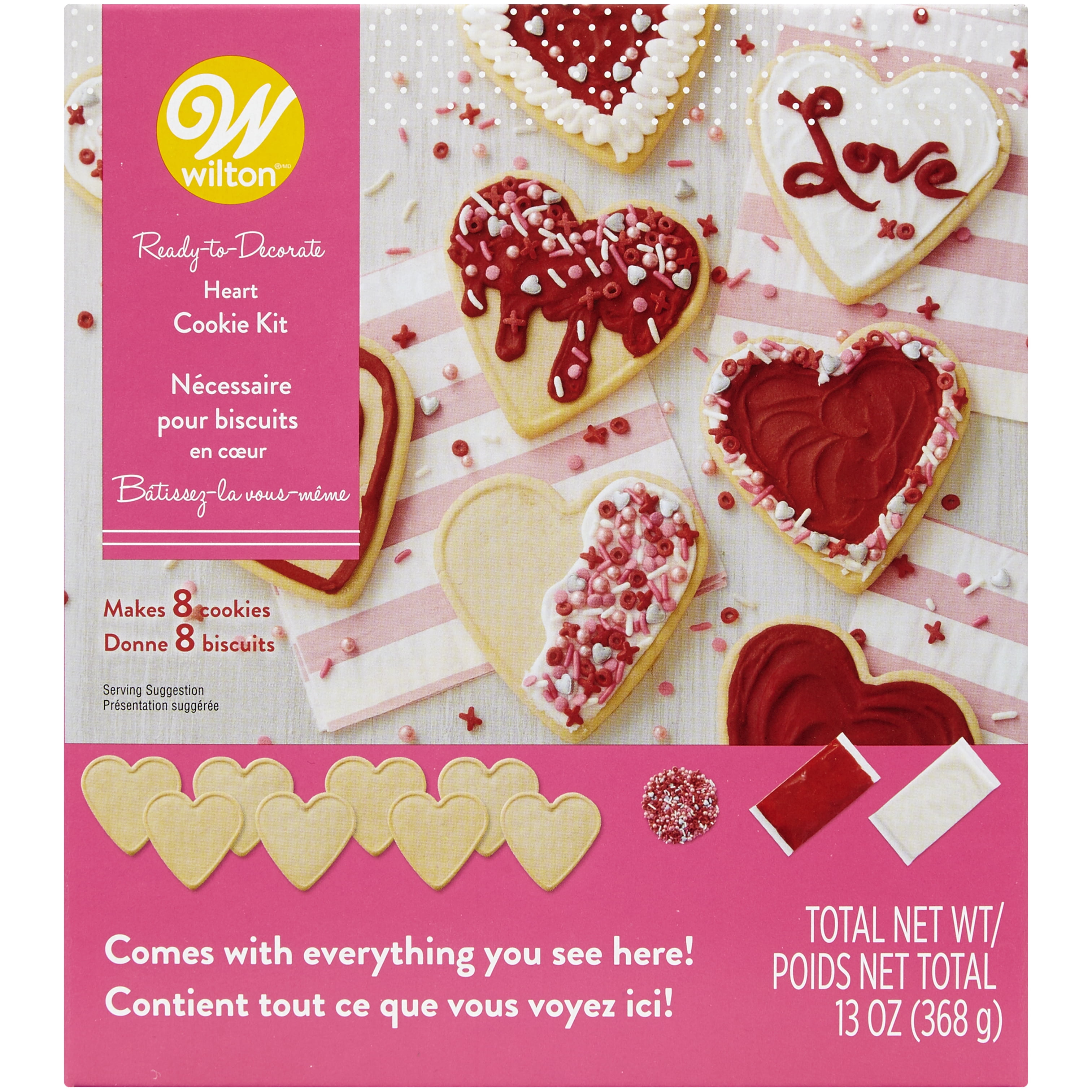 Wilton Valentine's Day Ready-to-Decorate Heart Cookie Kit ...