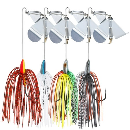 4PCS Fishing Lures Buzzbait Spinner Bait Jigs Lure With Box