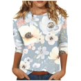 thumbnail image 2 of Spring Saving GaThRRgYP Womens Tops Clearance,Women's Fashion Printed Loose T-shirt 3/4 Sleeves Blouse Round Neck Casual Tops, 2 of 5