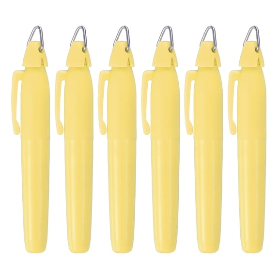Uxcell 6 Pcs Highlighters Set, Chisel Tips Dry-Quickly Bible Highlighter Markers with Triangle Hook No Ink Bleeding for Notes Journaling Pain Office Supplies, Yellow
