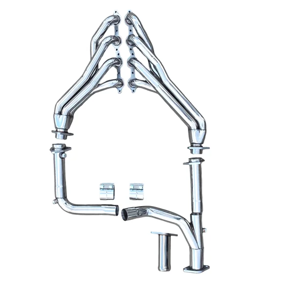2007-2013 Chevy Silverado Sierra 1500 Exhaust Headers 4.8 5.3 6.0 6.2 Vortec Long Tube Header Kit with Off Road Y Pipe Stainless Steel GMT900 Tahoe Yukon Suburban Escalade