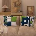 thumbnail image 4 of Navy Blue and Green Outdoor Patio Pillow Covers, Blue Green Pillow Covers Set of 4 16x16 Sturdy Linen Geometric Decorative Throw Pillowcases Zipper Closure for Couch Sofa Living Room Decor, 4 of 6