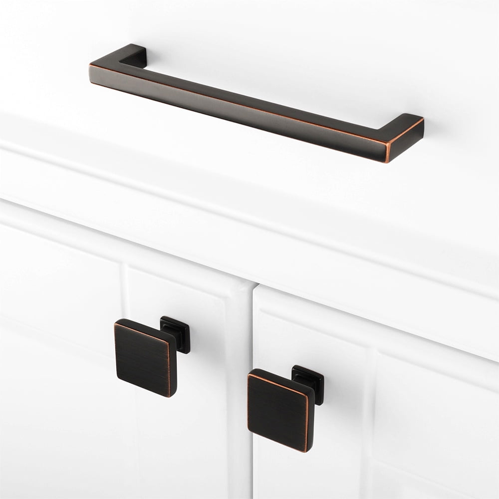 KOOFIZO 10 Pack Oil Rubbed Bronze Cabinet Knobs Bronze Drawer Knobs K08 Square Single Hole Cabinet Pulls for Cabinets Drawer Dresser Cupboard Bedroom Closet Bathroom Vanity