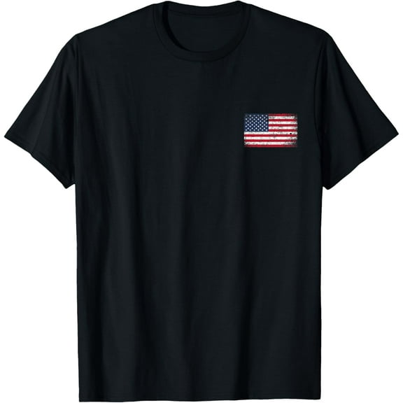 4th of July Distressed American USA Flag Pocket T-Shirt T-ShirtMen and women can wear, black T-shirts, gifts. Age: M,L,XL 2XL, 3XL, 13XL