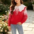thumbnail image 2 of BLVB Girls Fall Winter Clothes Long Sleeve Collared Sweaters Cute Knit Tops Comfy Warm Pullover(Red,3-4 Years), 2 of 7