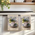 thumbnail image 7 of Spring Blue Flowers Kitchen Towels Set of 3, Vintage Tea Cup Phrases Pastoral Absorbent Dish Towels for Kitchen, Microfiber Hand Towel, Quick Drying Tea Towel for Cleaning Decorative Dishcloths, 7 of 7